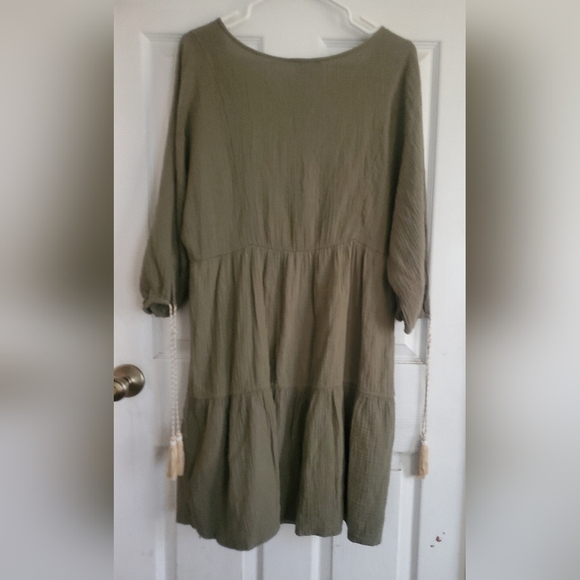 Anthropology Saturday Sunday Vneck Olive Green Womans Dress, Size Medium - Picture 5 of 6